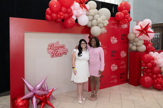 Two young ladies pose for a pic in Houston